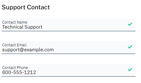 Support, Contact Information